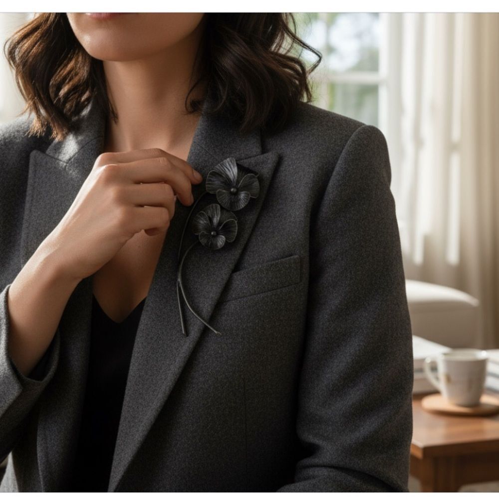 Vintage Rebajes Sterling Silver Double Pansy Floral Brooch – Mid-Century Modern